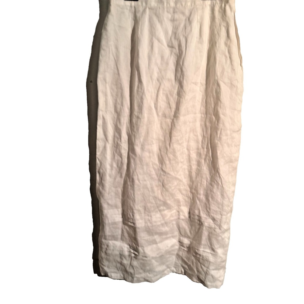 1.2.3 Un Deux Trois White‎ 100% Size 8 Ramie Midi Skirt Minimalist NWT